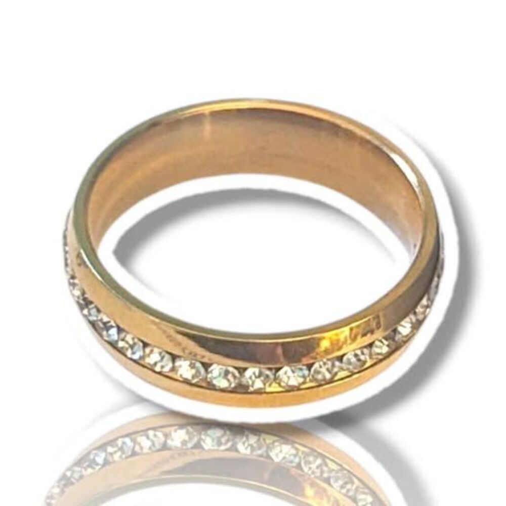 Goldtone Stainless Steel CZ Full Infinity Ring Wedding Band Size 10 & 11